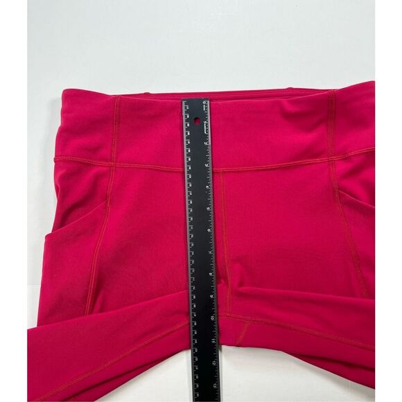 Lululemon Time To Sweat Crop 23" Ruby Red Luxtreme Side POCKETS W6AMDS Size 10 - Picture 12 of 13